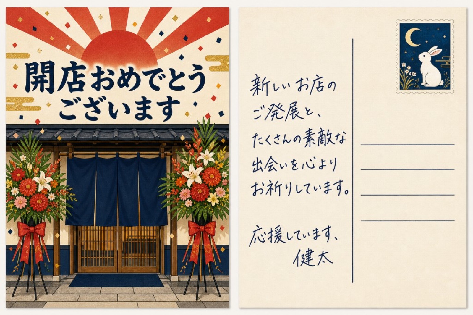 Japanese store opening postcard