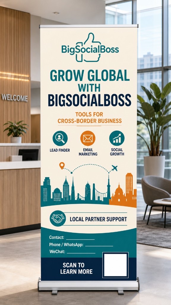 BigSocialBoss 场地展架，留出区域负责人联系方式